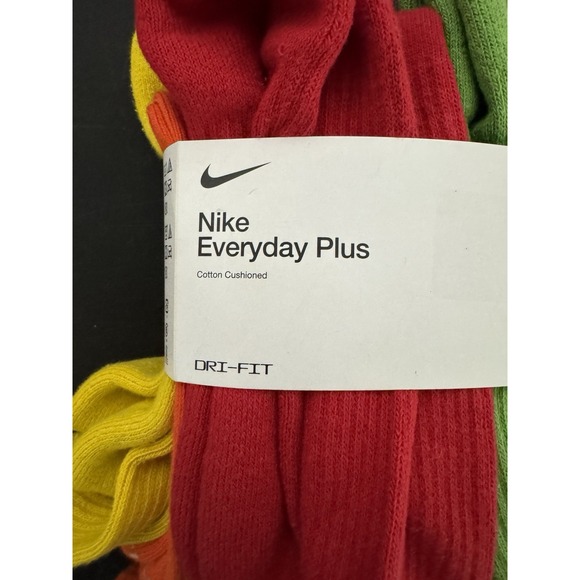 Nike Everyday Plus Cushioned Crew Socks Men's 8-12  Rainbow 6 Pairs SX6897-903 - Picture 2 of 4